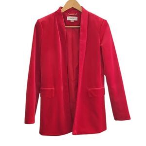 Calvin Klein Red Velvet Blazer Women’s 6 Open Front Holiday Evening Jacket